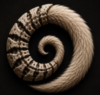 spiral of fossil turning into fuzzy puppy tail